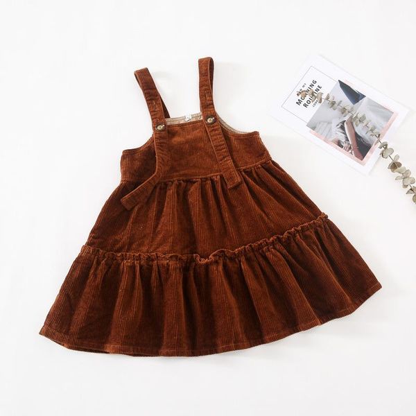 

girl's dresses 2021 corduroy autumn little girls dress children clothing baby kids princess suspender brown toddler sundress spring, Red;yellow