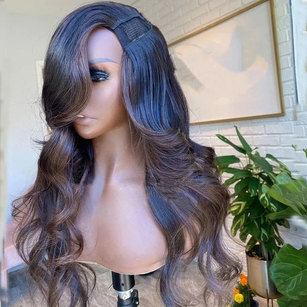 Ombre Brown Lise Wave Wics ЧАСТЬ 100% ЧЕЛОВЕКИ БРАЗИЛИАНСКИЕ РЕМИ 250DENTION 30 дюймов бездалена полная машина Половина волнистых париков