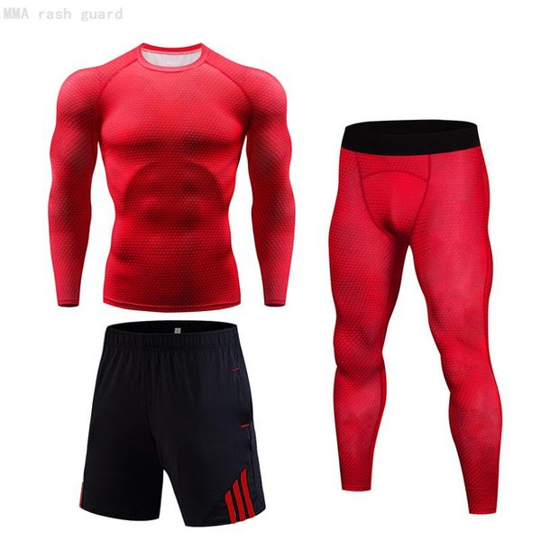 

men's tracksuits winter fitness men gym clothes compression shirt pants full suit tracksuit rashgard male tight jogging base layer ther, Gray