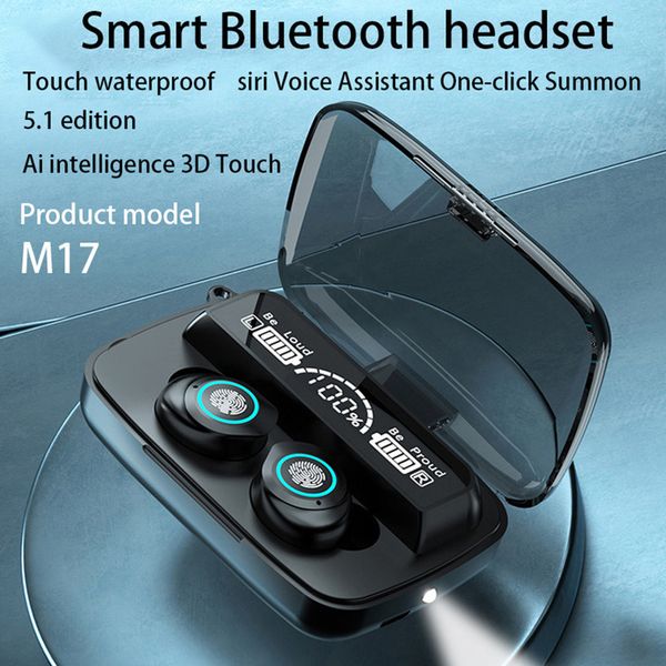 

tws bluetooth earphones v5.1 stereo earphones m17 wireless headphones in-ear headsets for all smart phone black waterproof earbuds