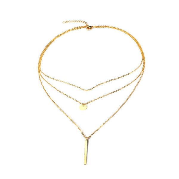 

pendant necklaces stainless steel love double-deck square gold color round coin choker chain necklace women female xmas gift, Silver