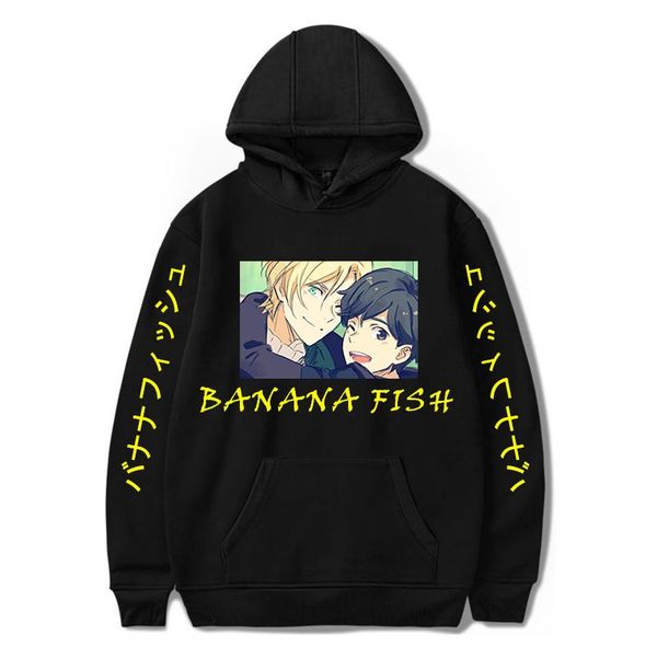 

men's hoodies & sweatshirts banana fish anime hoodie fashion harajuku sweatshirtpullover streetwear coolclothes ash lynx, Black