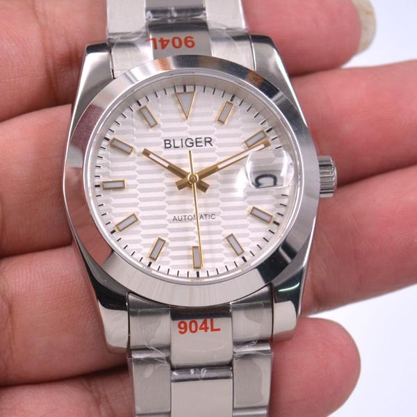

wristwatches 36mm / 40mm bliger sapphire glass watches luminous nh35 solid steel mechanical automatic mans watch, Slivery;brown