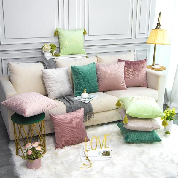 

cushion/decorative pillow velvet cushion cover geometric throw square case wave pillowcase home decoration for sofa couch