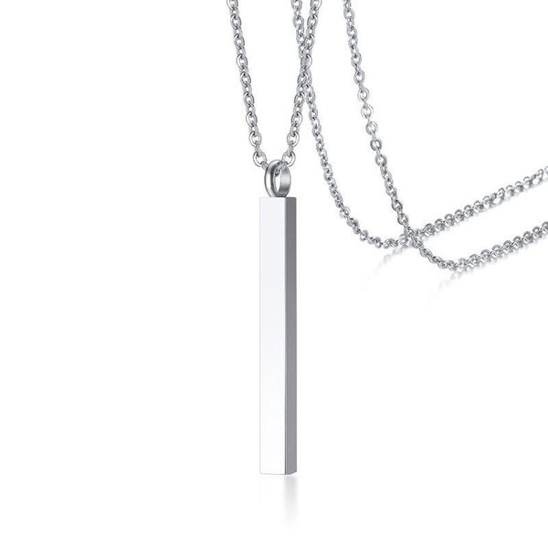 

pendant necklaces modyle hollow cubic column cremation memorial keepsake necklace for women men never fade stainless steel, Silver