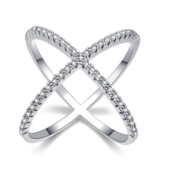 Design Luxus-Diamant-Mikropflaster-Fassung, große X-förmige Fingerringe, Eheringe, Schmuck für Frauen