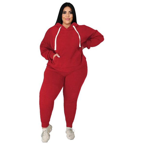 

plus size tracksuits matching sets 4xl 5xl red long sleeve hoodie and pants joggers two piece set ladies outfits winter fall, Black