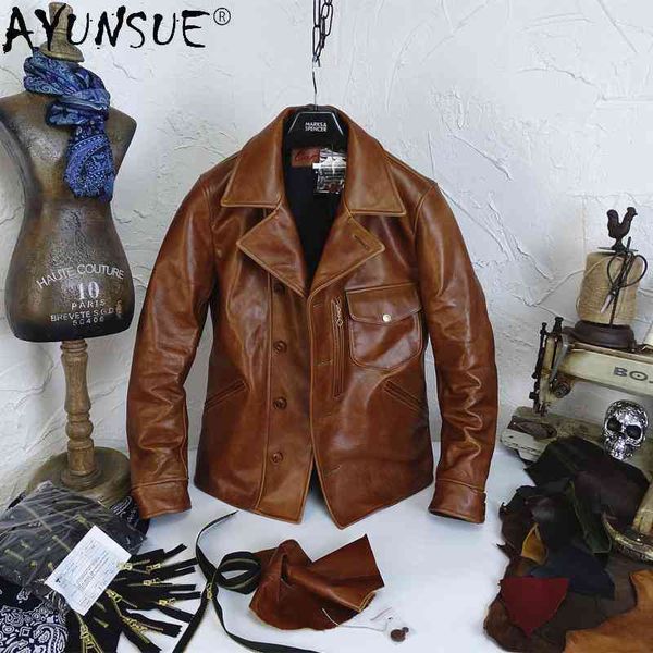 

men's et, vintage leather coat, large, brown, 100% in spring, Black