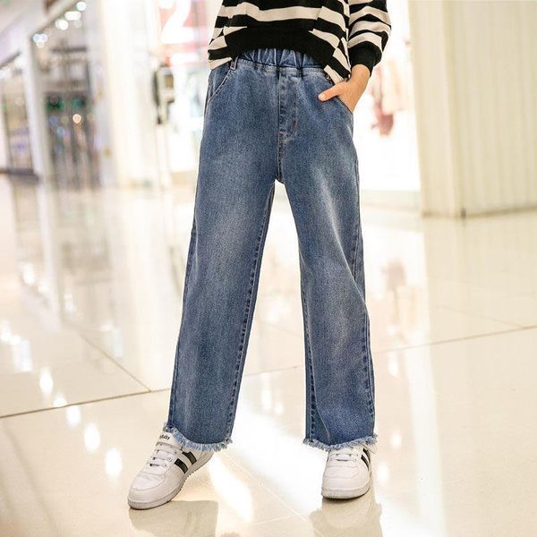 

jeans girl's all-match slim-fit loose-fitting wide-leg, Blue