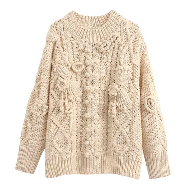 

stylish khaki criss cross sweaters women fashion autumn winter o neck pullovers elegant ladies loose jumpers 210520, White