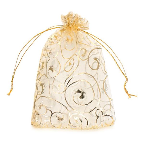 

gift wrap 100pcs butterfly pattern hollow yellow organza jewelry packaging bags party wedding christmas candy pouches
