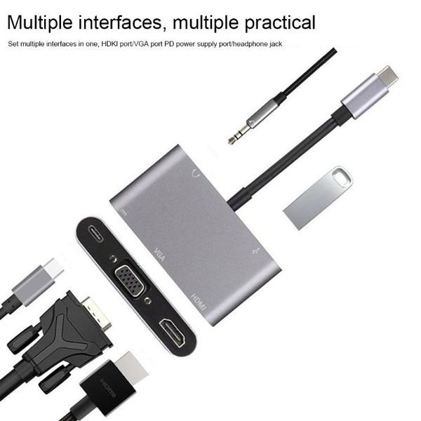 

hubs 5 in 1 usb c hub portable aluminum alloy converter type 3.1 expander charging plug and play home office adapter