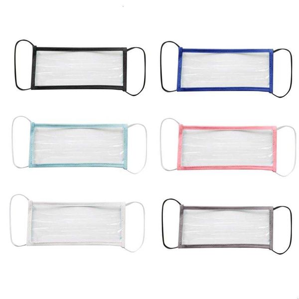 

deaf-mute transparent face mask washable reusable masks anti dust earloop clear 6 colors for choose wholesale 46od