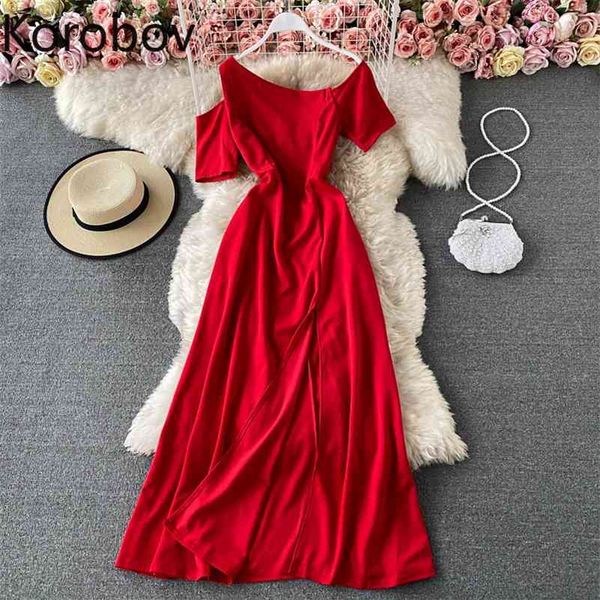 

korobov summer party dress women slim waist a line elegant dresses female back zipper short sleeve new chic vestidos mujer 210430, Black;gray