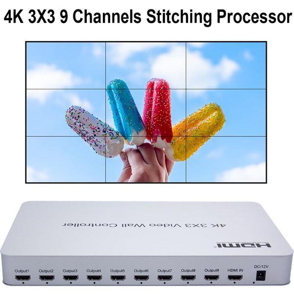 

audio cables & connectors 4k 3x3 video wall controller 9 channels tv monitor display 1x2 1x4 2x2 2x3 2x4 3x1 3x2 4x1 4x2 screen stitchi
