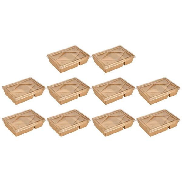 

gift wrap 100pcs food takeaway holders disposable packing boxes two-grid (brown)