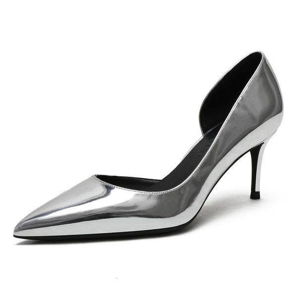 

sandals fashion 6cm thin high heel patent leather/kid suede style women pointed toe work weeding shoes office career elegant pumps, Black