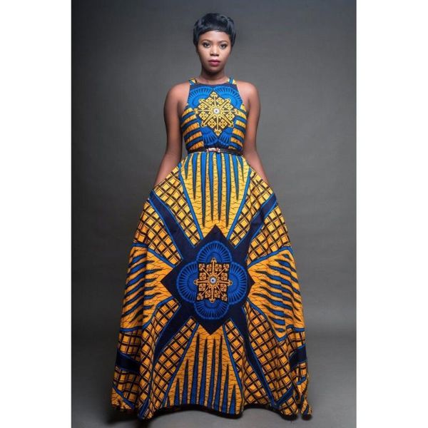 

summer beach party women vintage printed o neck sleeveless dress nightclub robe large swing long african clothing vestido casual dresses, Black;gray
