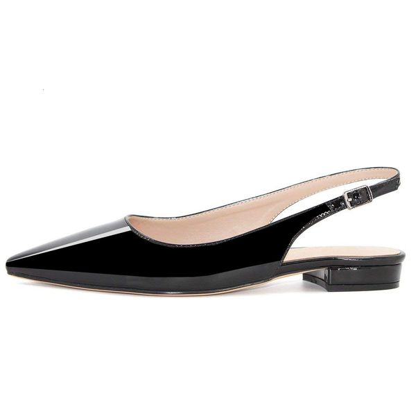 

dress shoes women pointed toe slingback flats patent leather flat drees leisure summer ladies casual plus size us 5-15 ql2f, Black