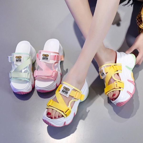 

shoes ladies' slippers slipers women heeled mules luxury slides platform flat 2021 summer soft heels designer high, Black