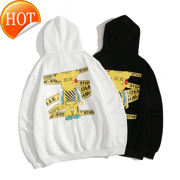 

new 2021 off autumn winter trend doll cartoon series hooded plush sweater men's and women's hair, Black