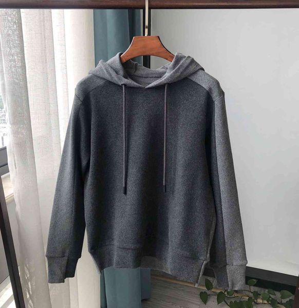 

hoodies 2021 two-tone cotton and cashmere blend loose hoodie r00l, Black