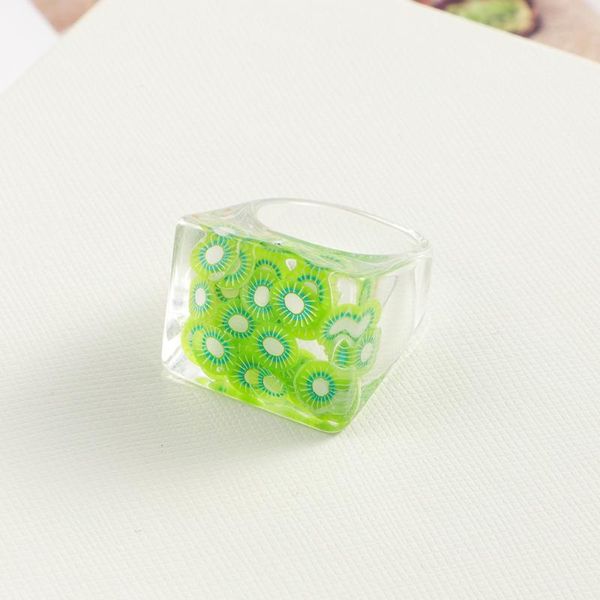 

arcylic resin chunky ring for women grils colorful transparent square geometric big rings 2021 trend party jewelry cluster, Golden;silver