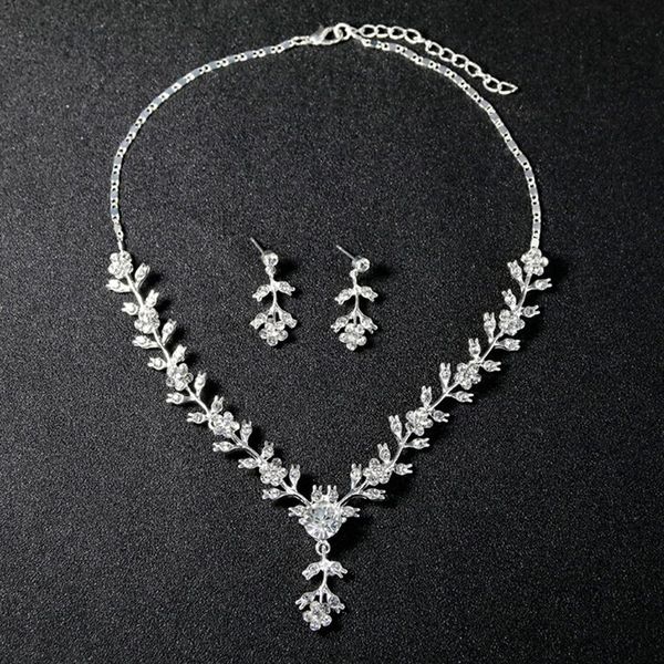 

earrings & necklace fashion crystal jewelry set for wedding party, Silver