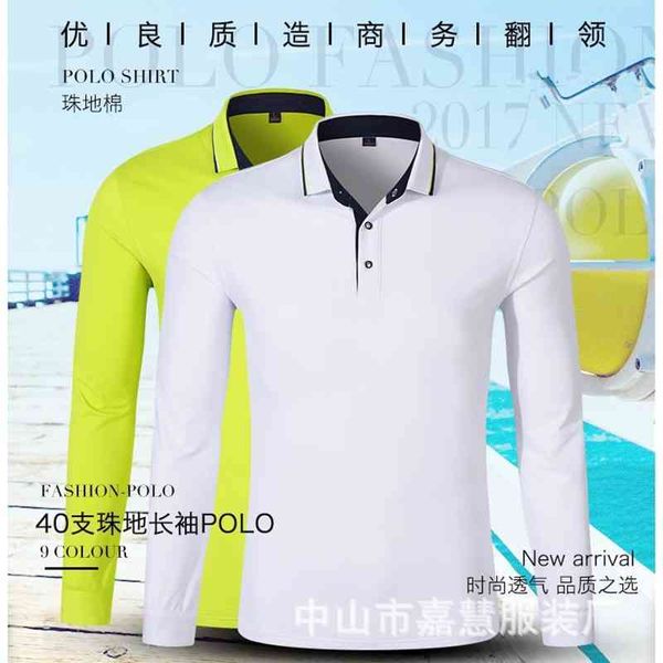 

autumn winter new zhudi men's polo shirt men's and women's long sleeve lapel t-shirt couple golf advertising shirt, White;black