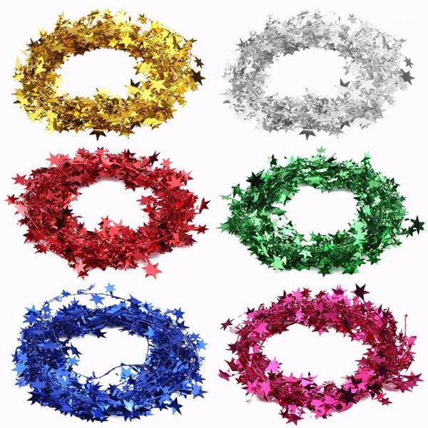 

christmas decorations 7.5m soild color rattan star garland wires artificial xma tree decoration for wedding birthday party ribbons