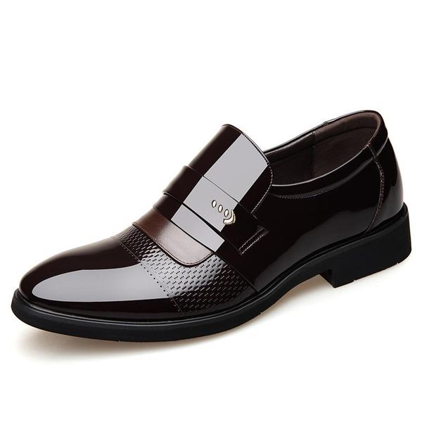 

wedding party shoes flats business genuine leather male oxfords spring and autumn mocassin homme dress, Black