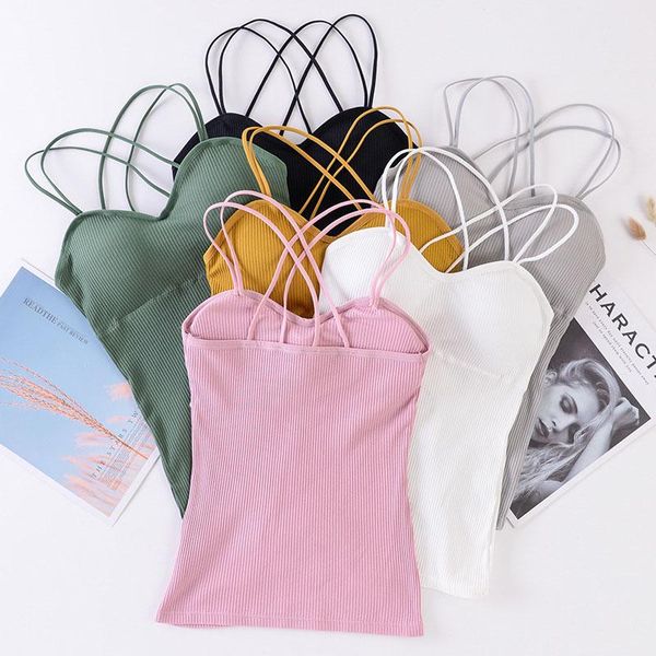 

camisoles & tanks beauty back women seamless underwear lingerie cross active intimates female padded camisole, Black;white