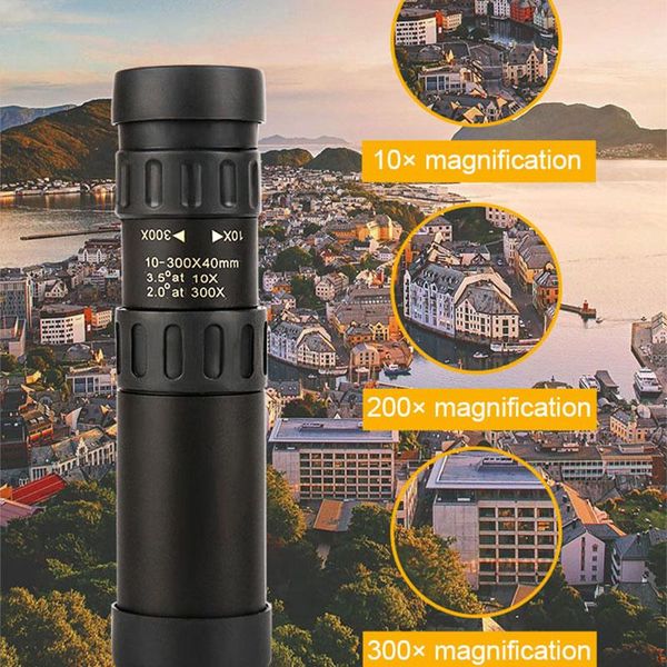 

telescope & binoculars professional monoculars powerful hd telescope10-300x40 with lamp lightinghigh power monocular, bak4 dual focus