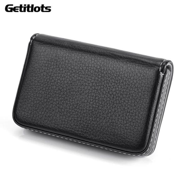 

card holders business case id pouch women large capacity pu leather box man holder wallet black brown dropship, Brown;gray