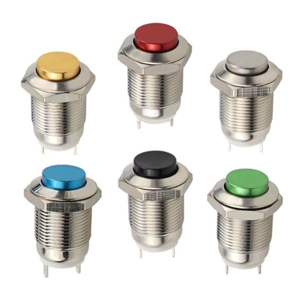 

smart home control 12mm waterproof momentary high round metal push button switch car start horn speaker bell automatic reset swith