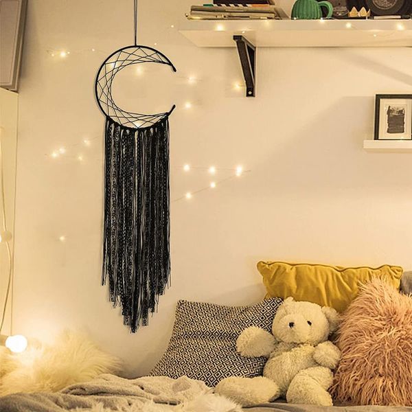 

decorative objects & figurines 1pcs bohemian evileye black moon large dream catchers diy bedroom handmade gothic wall hanging ornament decor