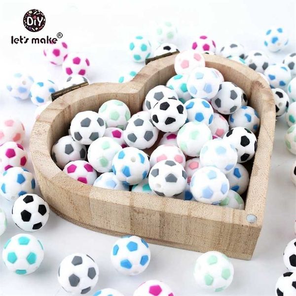 

let's make silicone football 20pc bpa teether chewing beads diy crafts accessories nursing pendant 211106