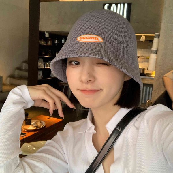

net red brand xiaoxiang fisherman's cap female blue bell shaped bucket cap summer thin face cap, Blue;gray