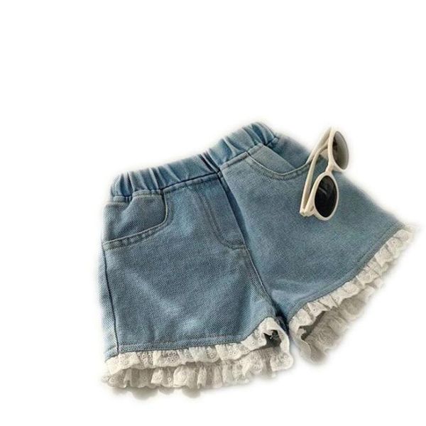 

shorts 2021 children's short pants denim for kids spring summer casual pant wild girls lace 2-10year, Black