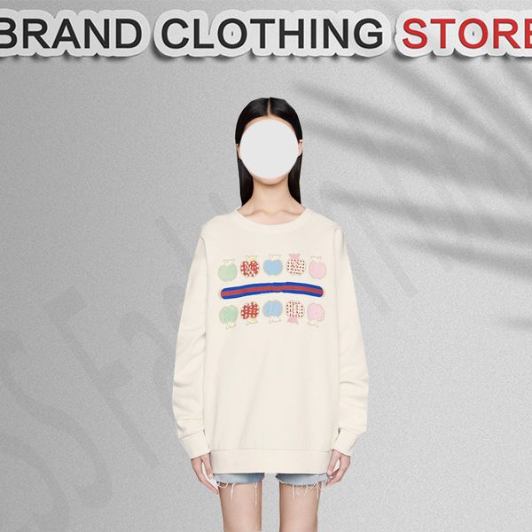 

sweatshirts designer brand pullover heart shaped apple sweater women's cotton, Black