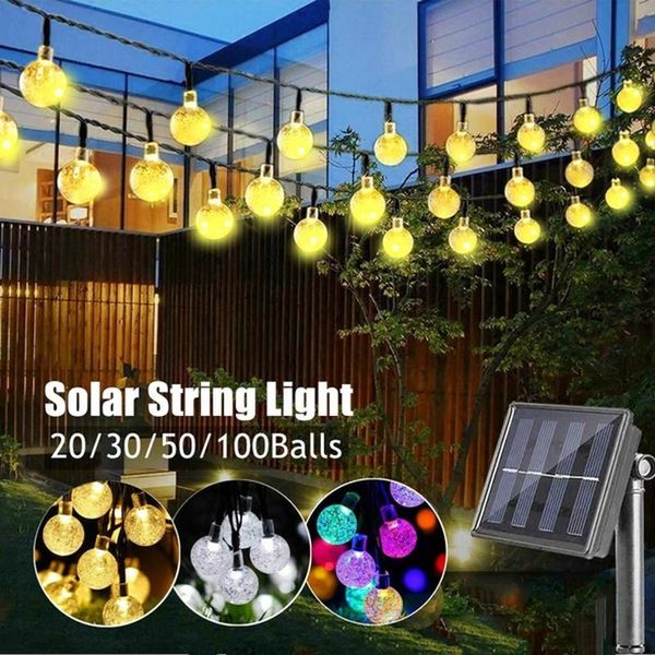

solar lamps 20/30/50/100 leds crystal ball light led fairy tale string garland garden outdoor christmas decoration