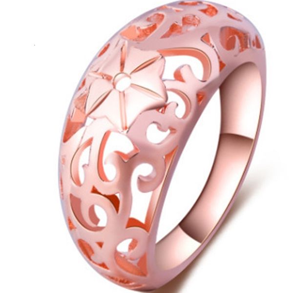 

high grade rose gold plated fashion zircon jewelry with hollow pattern ring, Silver