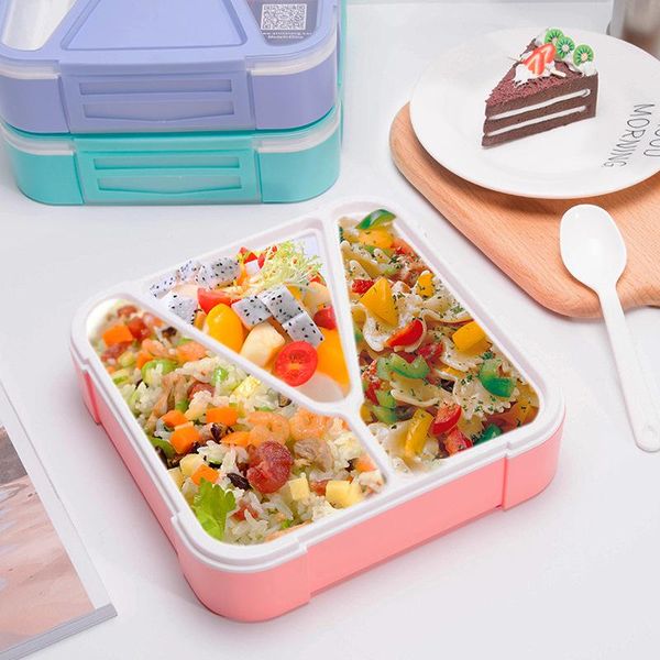 

dinnerware sets microwave lunch box leak-proof bento 3 lattice for different foods portable students workers salad container