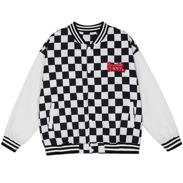 

men's jackets harajuku autumn men varsity jacket streetwear letter embroidery patchwork loose baseball coat bomber, Black;brown