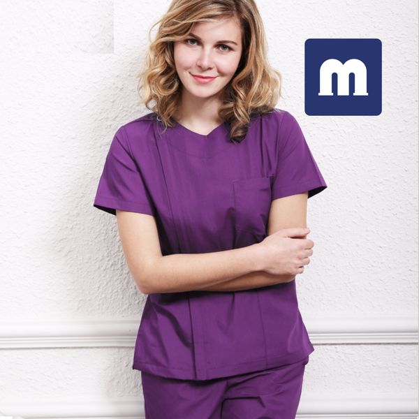 MEDIGO-084 mulheres de duas peças calças mulheres scrubs tops + calça homens hospital uniforme cirurgia scrubs camisa de manga curta enfermeira uniforme animal de estimação anatomia