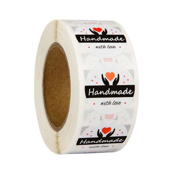 

500pcs/roll handmade with love sticker stamp seal labels scrapbooking stationery m89a gift wrap