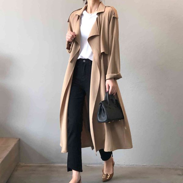 

coats trench coat for women black gilet long femme manche abrigo mujer manteau autumn clothes jackets gabardina casaco feminino 08xe, Tan;black