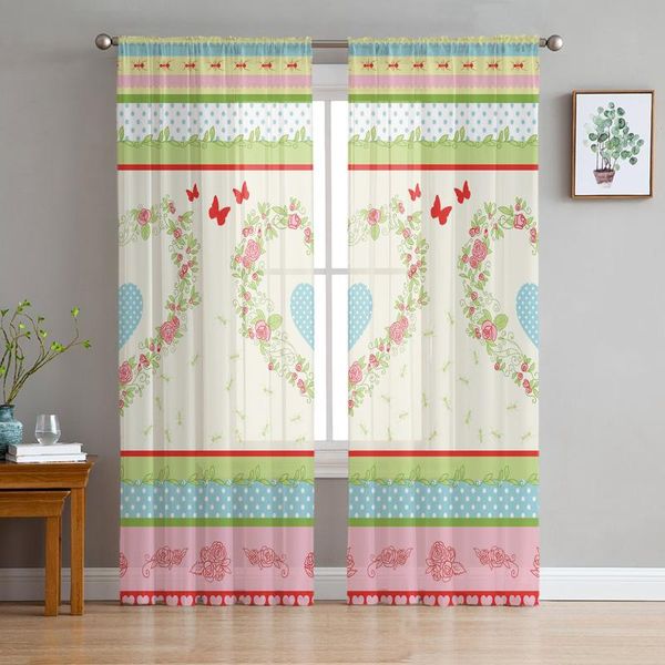 

curtain & drapes love flowers texture butterfly voile curtains for living room window treatment sheer bedroom kitchen
