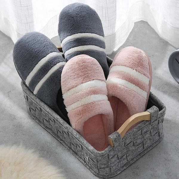 

woman winter animal slippers for home soft cartoon couple comfortable house women short plush bedroom shoes family, Black