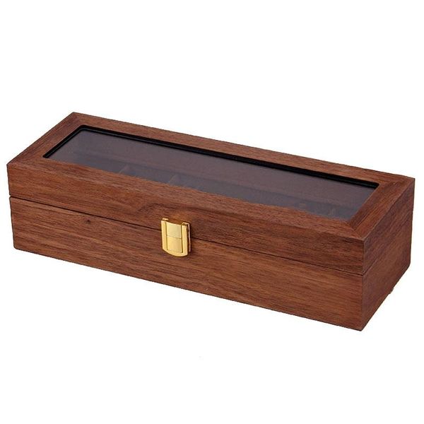 

watch boxes & cases 6 slots wooden display case, glass ed case, Black;blue